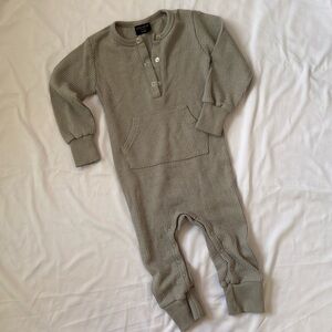 Little Bipsy l/s Gray Henley Waffle Romper, 12-18m